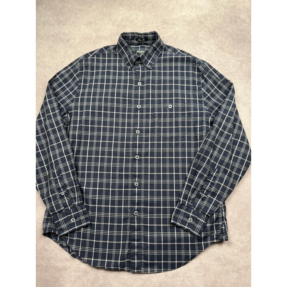 Todd Snyder Classic Fit Mens S Navy Black Plaid Cotton Button Down Shirt Classic